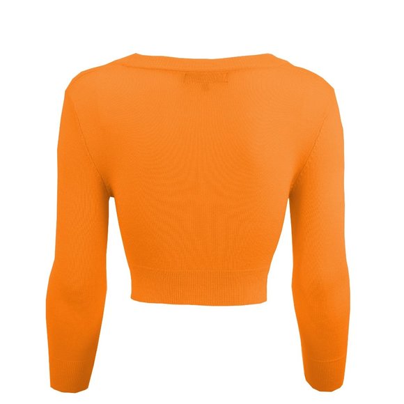 Yemak Cropped Bolero Cardigan In Light Orange - Picture 2 of 3